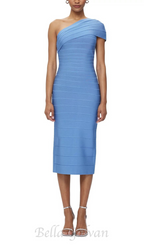 Flowering Girl Women Abigail one-shoulder bandage midi Dress in blue