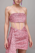 Flowering Girl Women Sequin Mesh Ruched Mini Dress