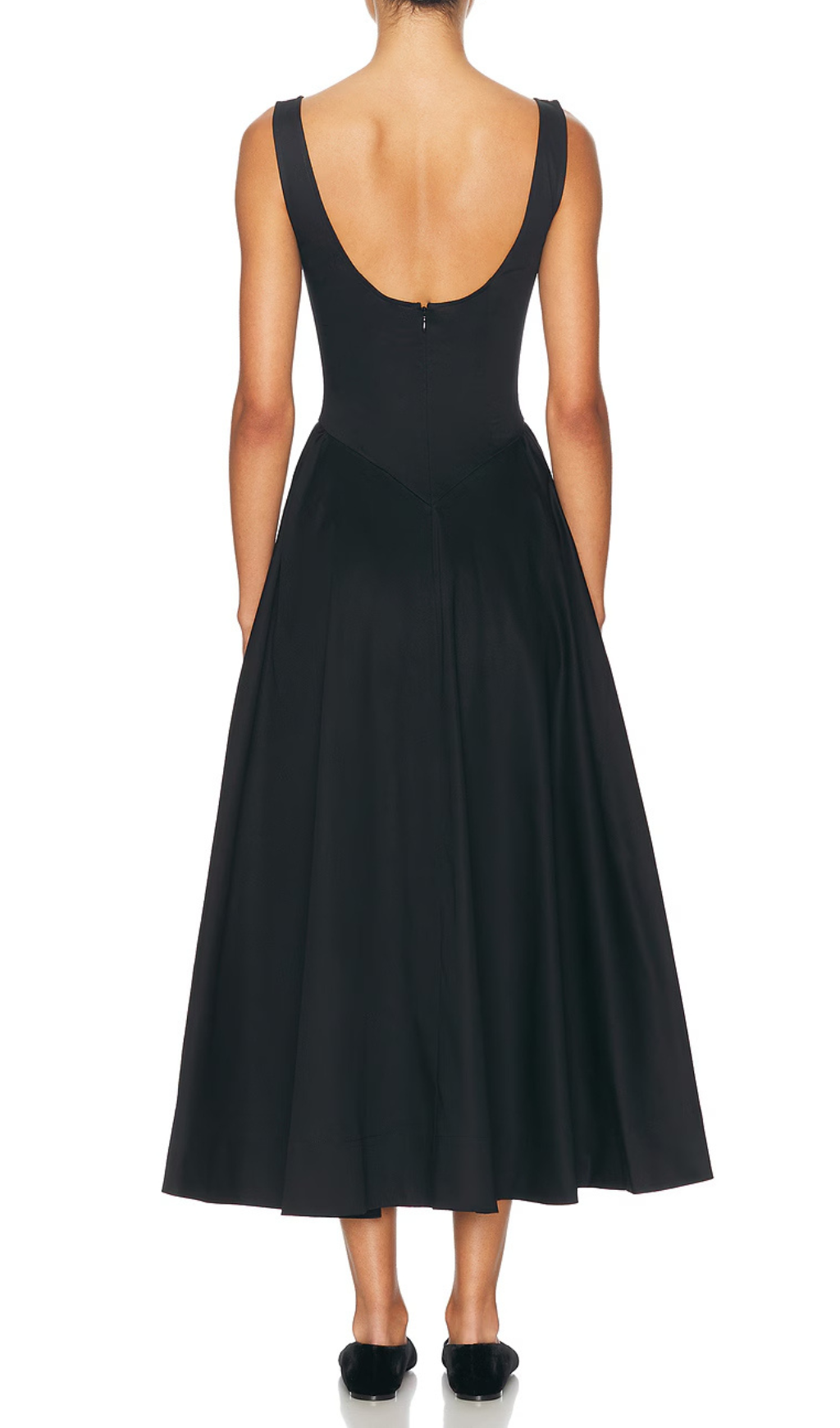 Flowering Girl Women Stretch Cotton Sateen Midi Dress in black
