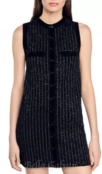 Flowering Girl Women mini dress in black with stripe Embellished