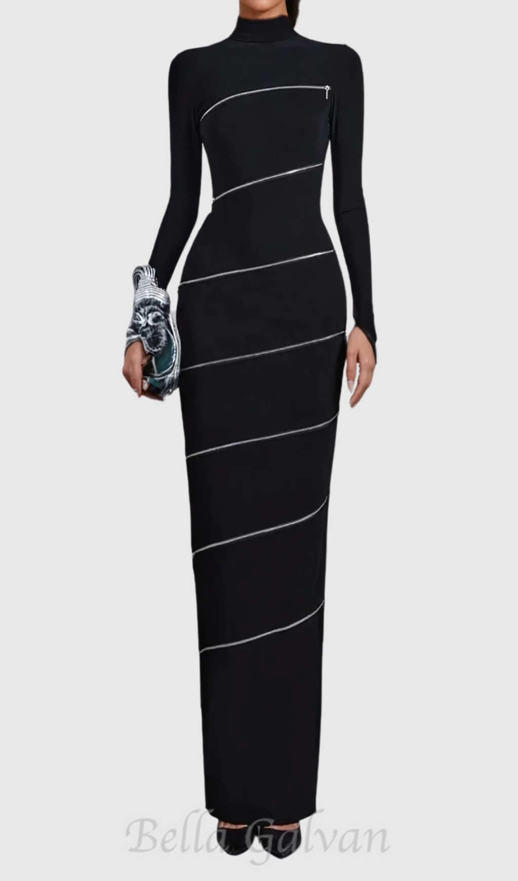 Flowering Girl Women Aloysius Zipper Bodycon Maxi Dress In Black