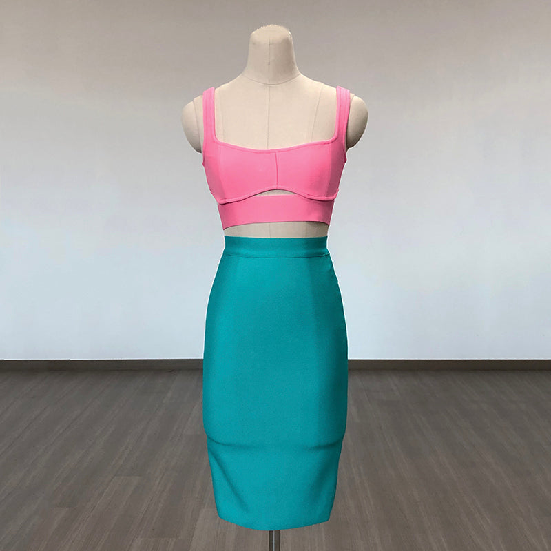 Flowering Girl Women Bandage Bodycon Dress Set