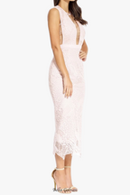 gloria Lace Bandage midi Dress in Blush