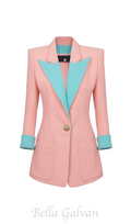 Flowering Girl Women 1-button double crepe two-tone jacket