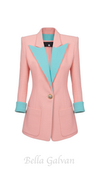 Flowering Girl Women 1-button double crepe two-tone jacket