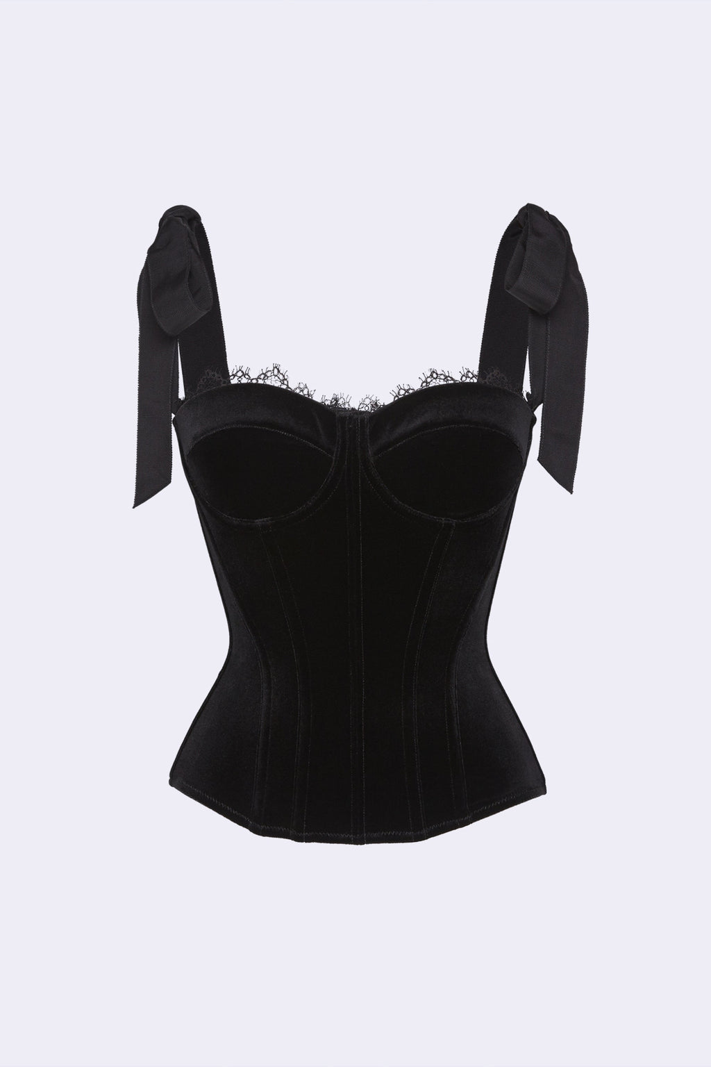 Flowering Girl Women Cora Black Velvet Bustier Corset Grosgrain Mini Dress Suit