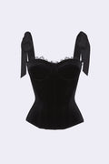 Flowering Girl Women Cora Black Velvet Bustier Corset Grosgrain Mini Dress Suit