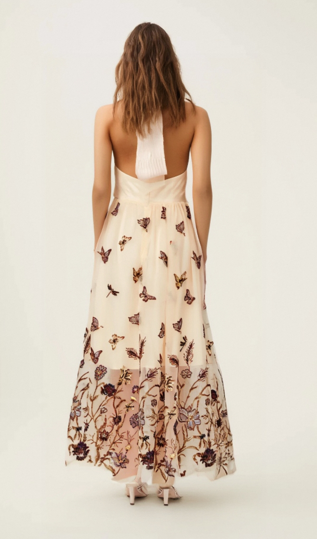 Flowering Girl Women Joséphine halterneck butterfly-motif tulle midi dress