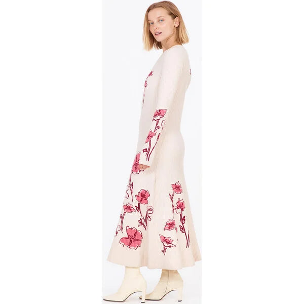 Flowering Girl Women odette stretch knit maxi dress in ecru multi