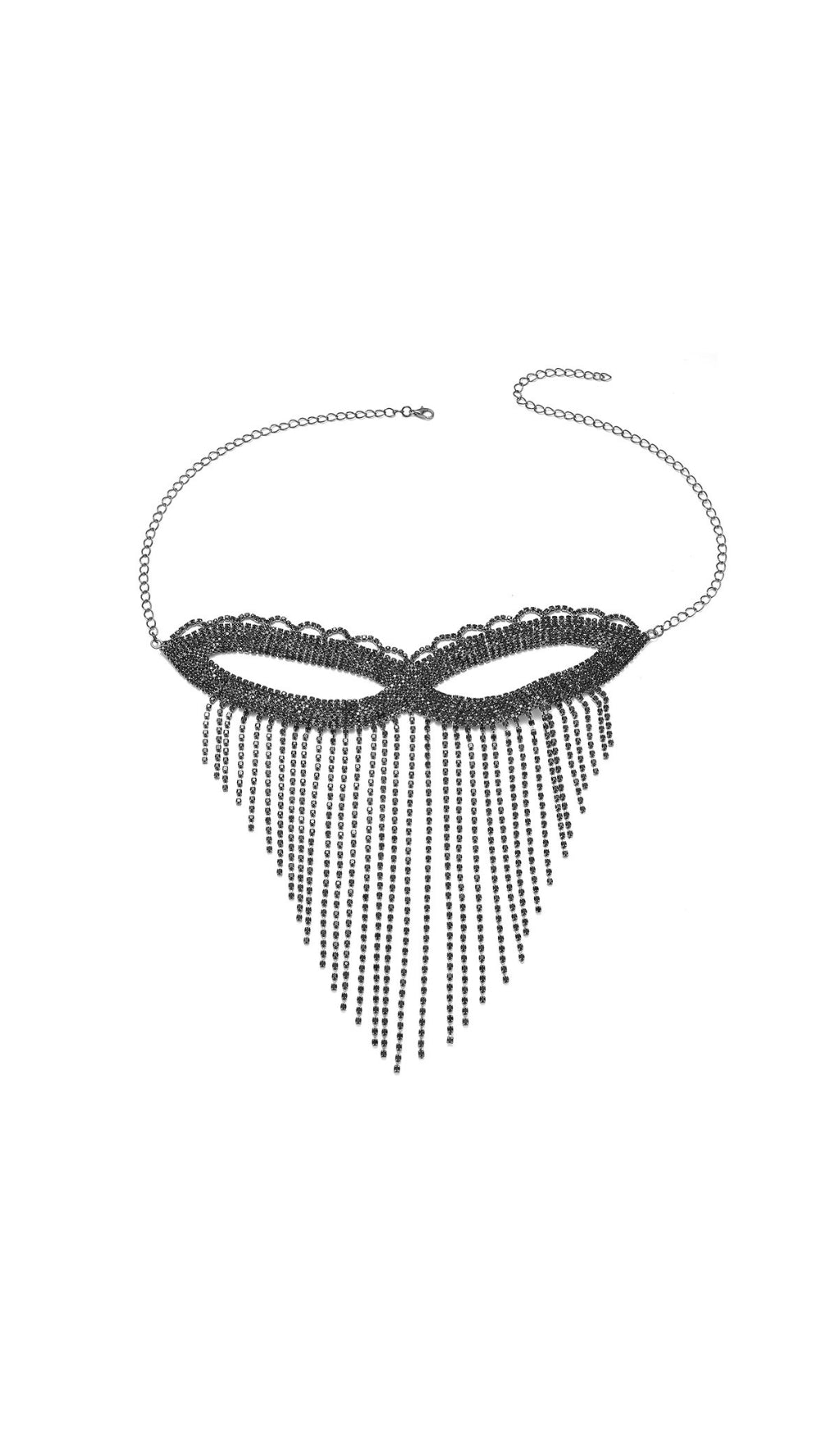 Flowering Girl Women Dascha Black Rhinestone Tassel Mask