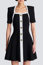Two-tone A-line knit dress