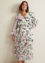 Flowering Girl Women multi-coloured penny floral pleat midi dress