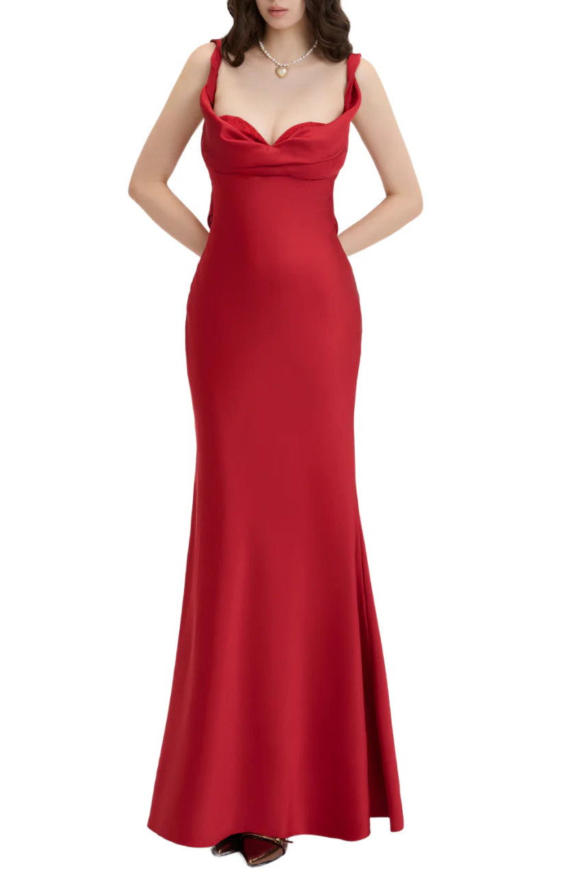 Flowering Girl Women Gwendolyn Corset Bodycon Mermaid Maxi Dress In Red