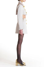 odelette Metal buttoned blazer skirt set in beige