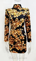 Flowering Girl Women CORETTA GRAPE PRINT VELVET MINI DRESS