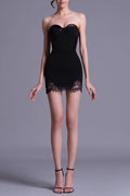Sherry Black Cord Lace Bustier Mini Dress