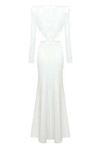 vanessa V-neck Ruched cutout Maxi Dress in white
