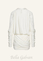 Flowering Girl Women Long-sleeve jersey mini dress in cream
