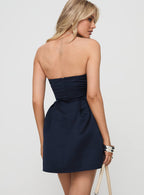 Flowering Girl Women Spader Corset Mini Dress Navy Petite