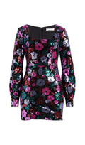 Flowering Girl Women Beaded Long Sleeve Mini dress in black multi