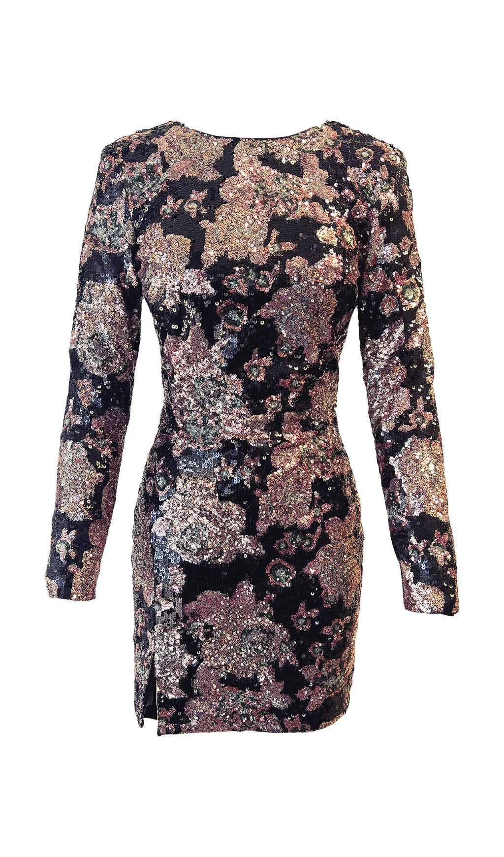 Flowering Girl Women dusty rose multi sequin floral print mini dress