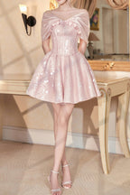 STRAPLESS SEQUIN MINI DRESS IN PINK