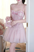 Flowering Girl Women Bow Tulle Corset Mini Dress
