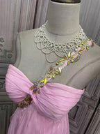 One-Shoulder Crystal Chiffon Party Dress