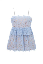Flowering Girl Women OLGA LACE LAYER CUTOUT MINI DRESS IN BLUE