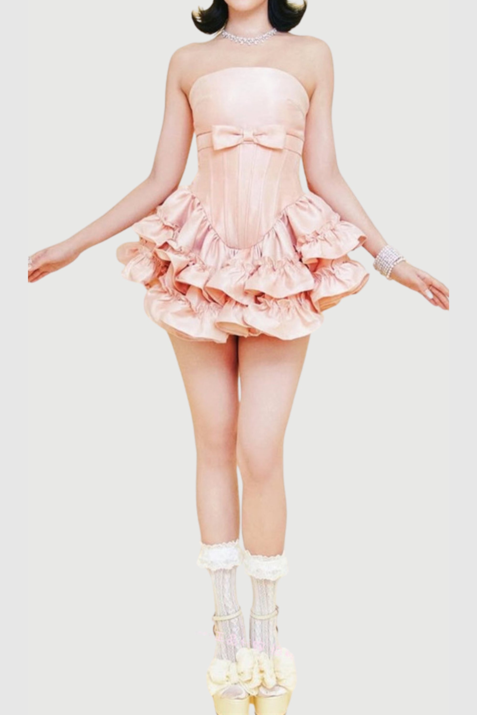 Flowering Girl Women Wendy Ruched Trim Strapless Mini Dress In Pink