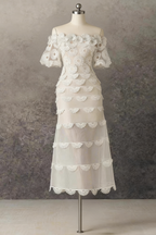 Off-the-Shoulder Daisy Lace Tiered Midi Dress