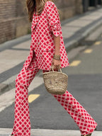 Flowering Girl Women Fashion Casual Printed Suit Two-Piece Set