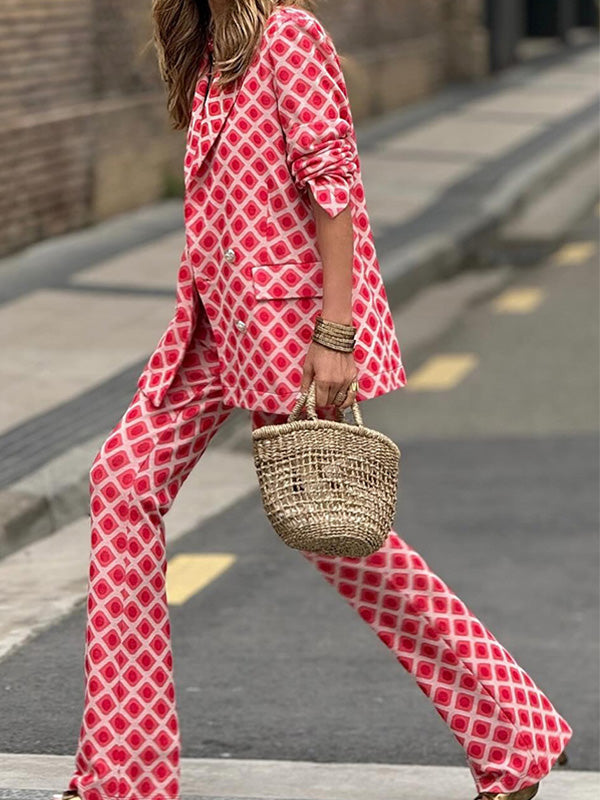 Flowering Girl Women Fashion Casual Printed Suit Two-Piece Set