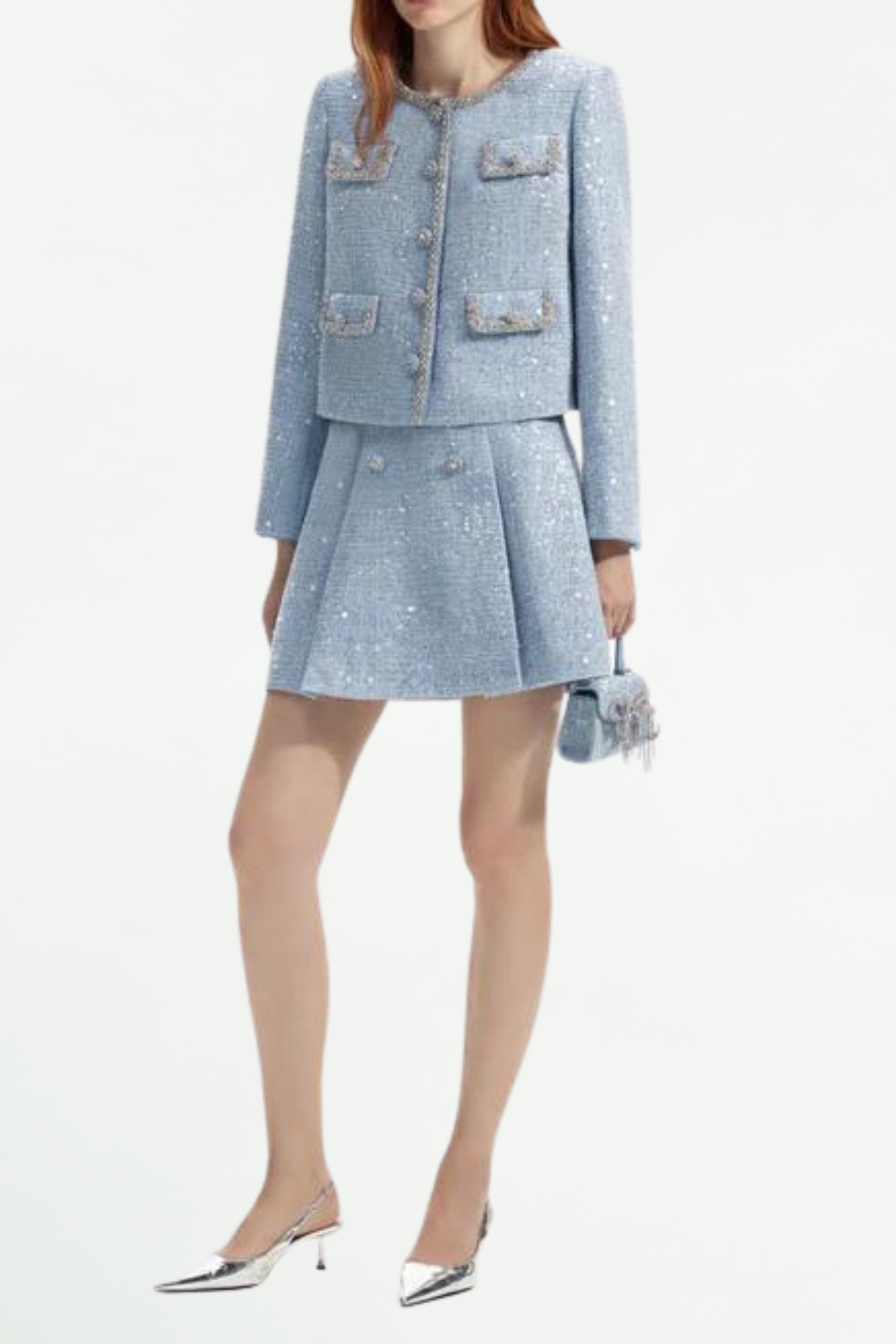 Blue Sequin Boucle Jacket
