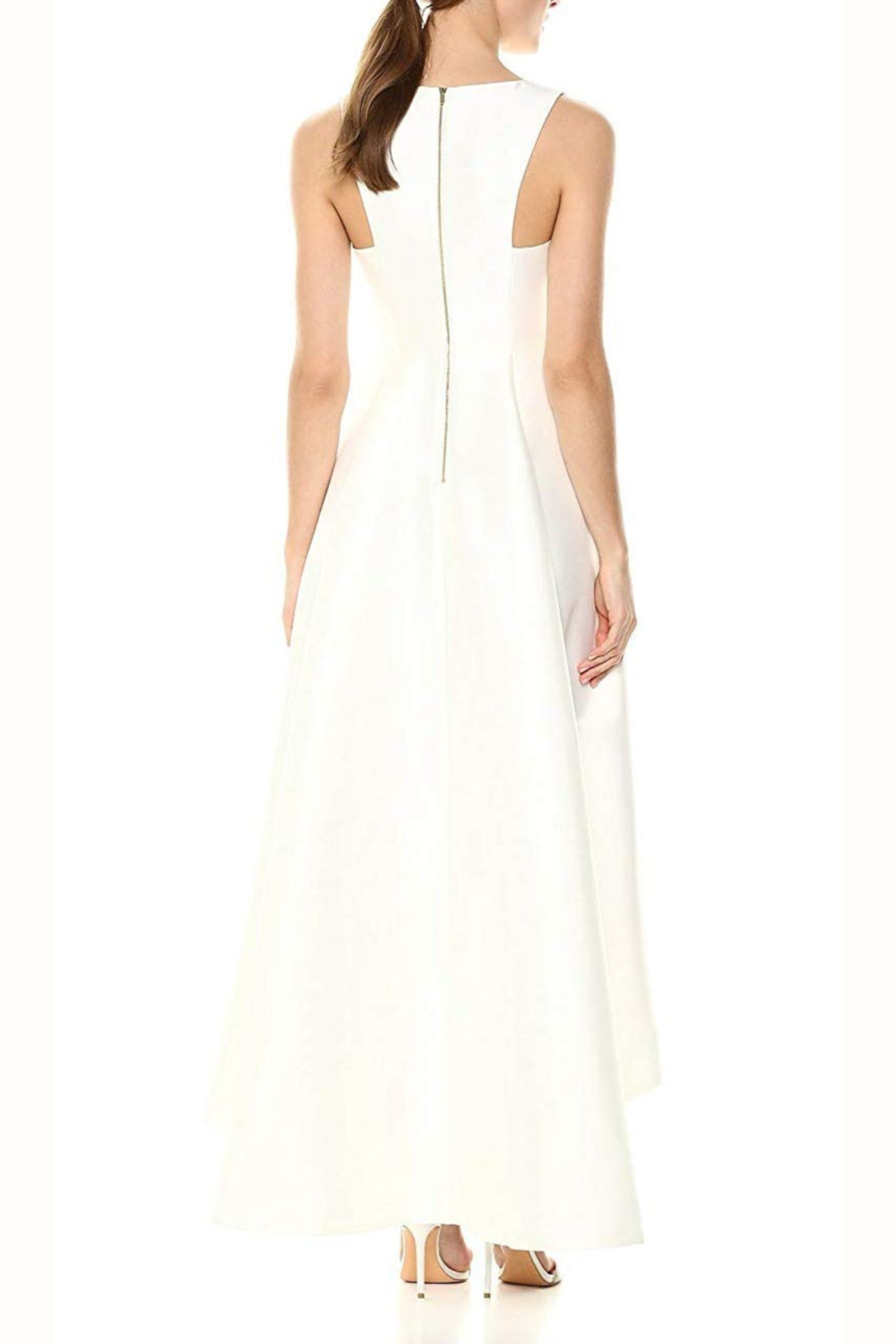 Flowering Girl Women Sleeveless v-Neck Midi Dress In Beige
