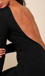 Flowering Girl Women Black Backless Midi Dress