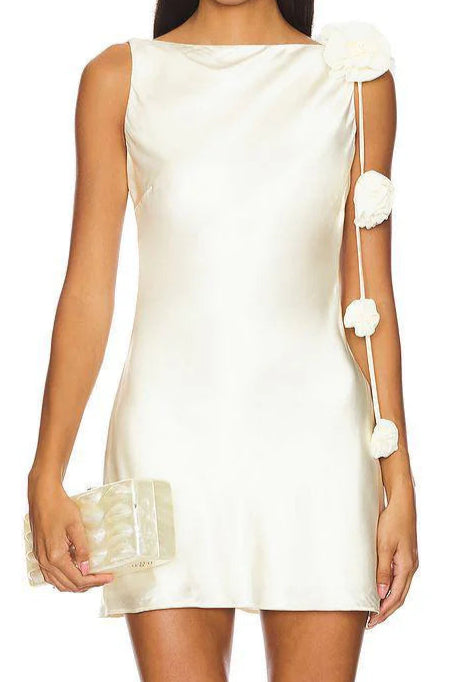 cheryl 3D flowers Sleeveless mini dress in white