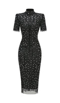 Flowering Girl Women tiffany Crystal embellished Maxi Dress in black
