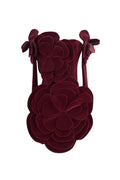 Flowering Girl Women Flower-embellished Velvet Mini Dress in burgundy