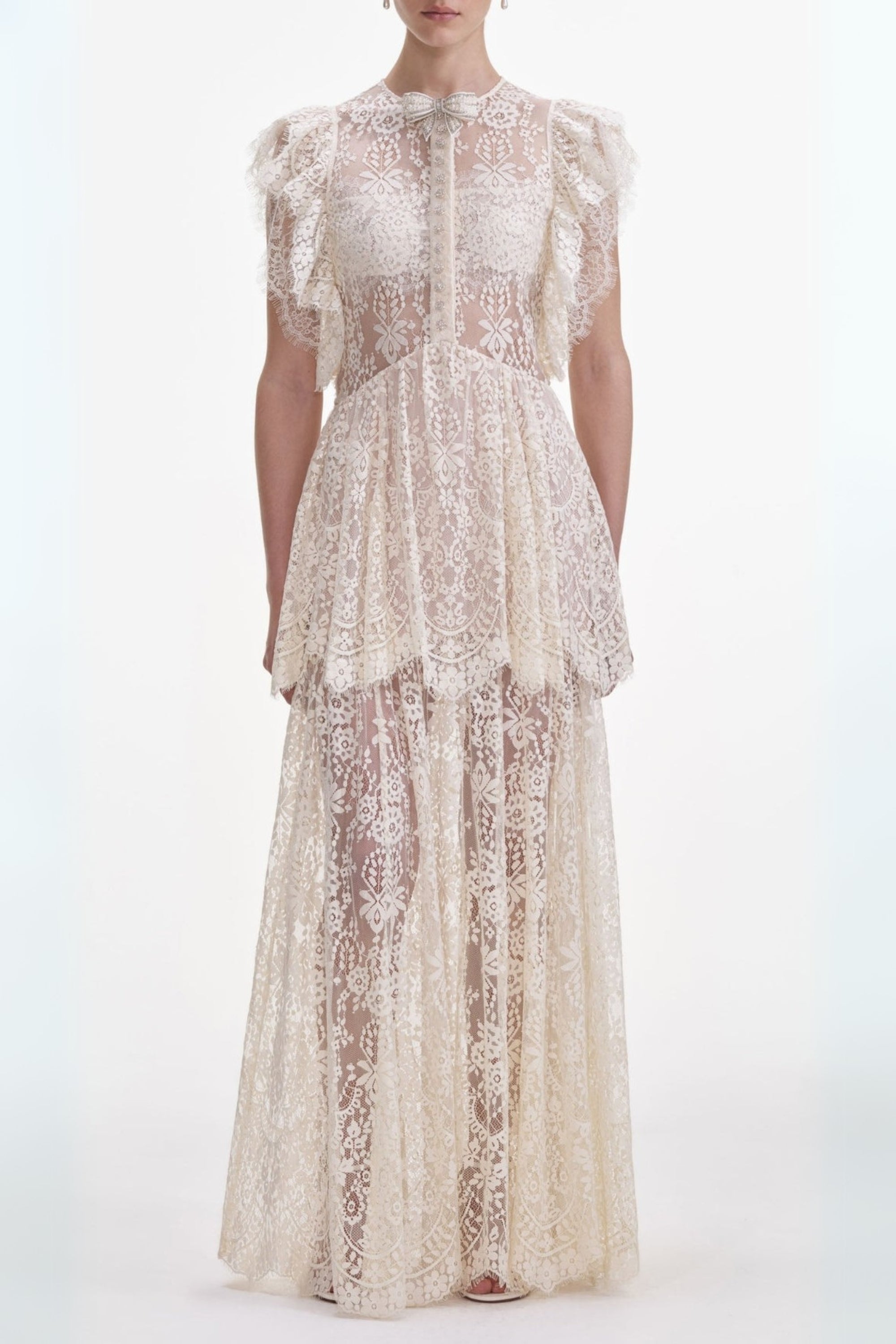 Flowering Girl Women Tiered Lace Maxi Dress