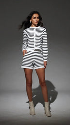 Flowering Girl Women Serena Streak Long Sleeves Mini Two-Piece Set