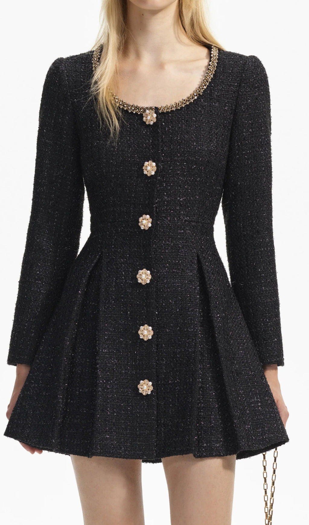 Flowering Girl Women Black Boucle Tailored Mini Dress