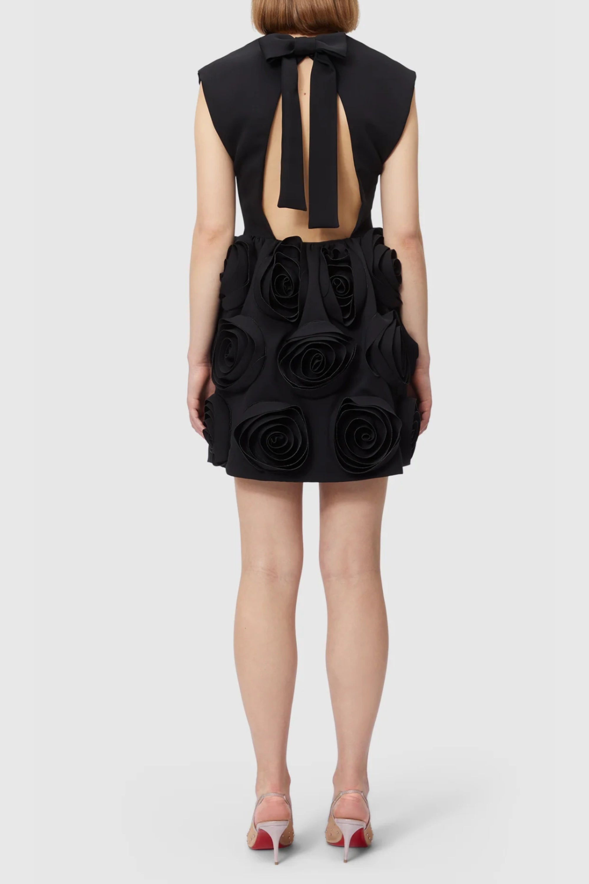 Flowering Girl Women Xaviera Rose Applique Mini Dress In Black