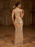 Geometric Sequin Chain Mermaid Prom Dress