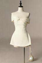 Off-The-Shoulder Twisted Front Mini Dress