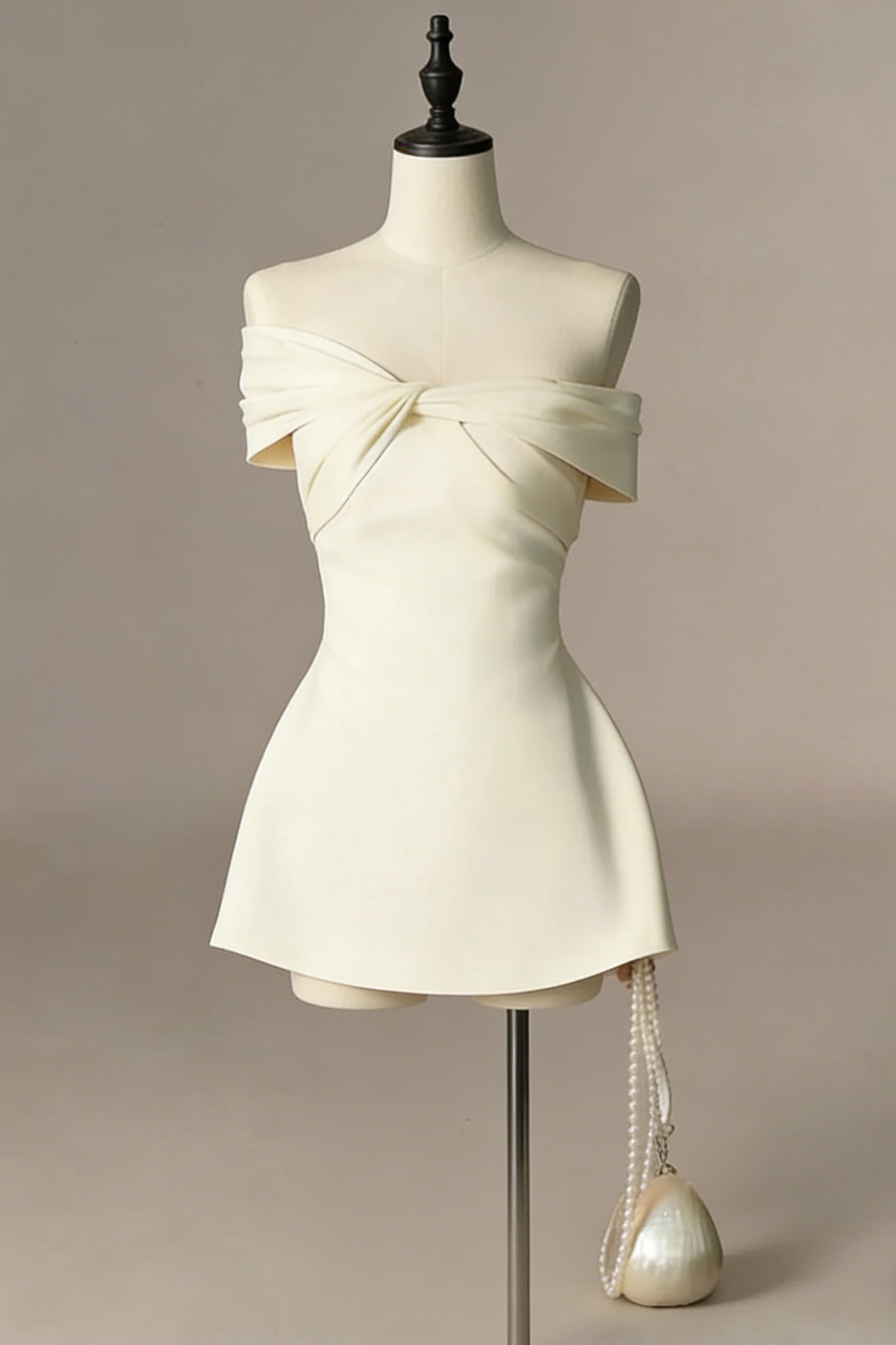 Off-The-Shoulder Twisted Front Mini Dress