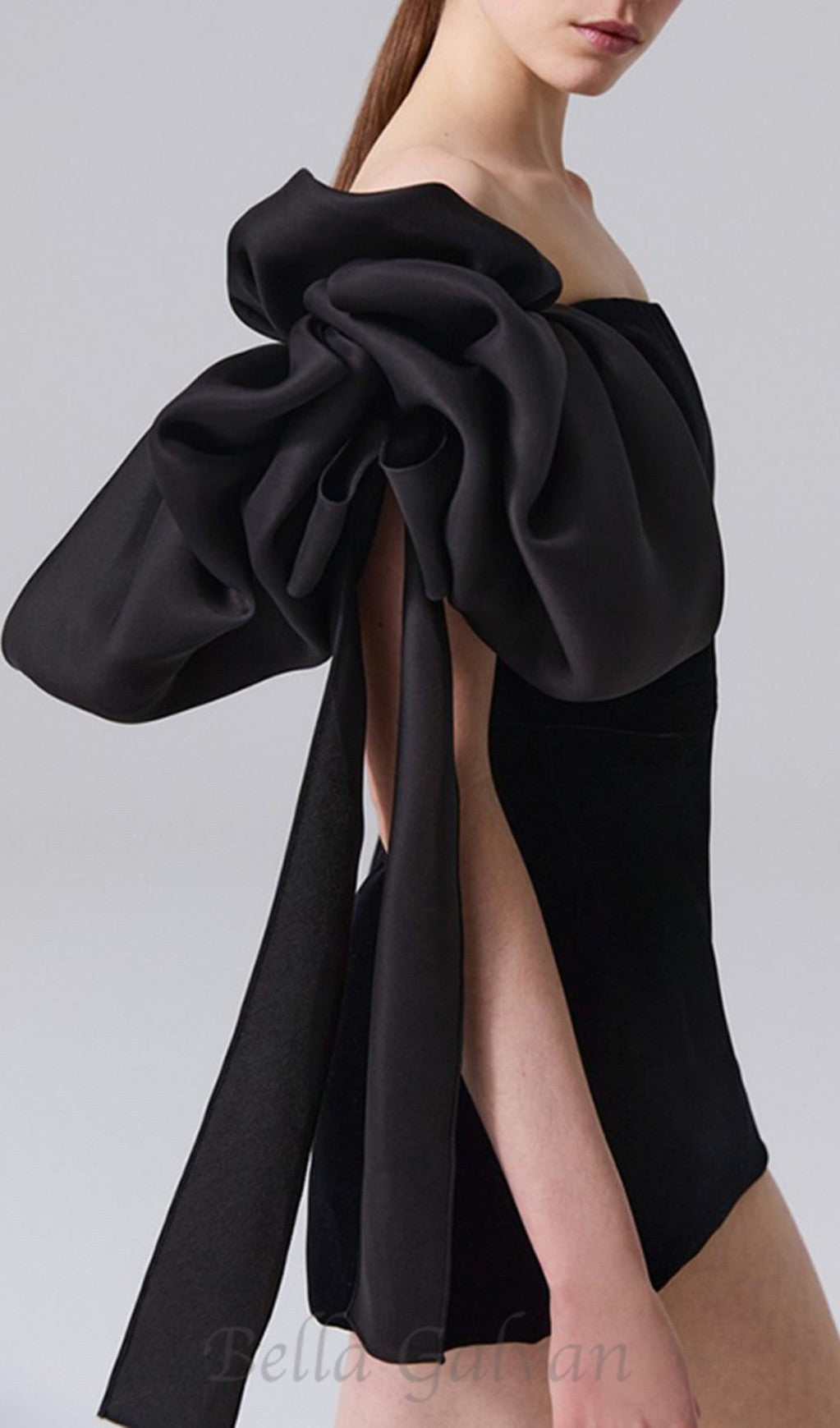 Flowering Girl Women off-shoulder mini dress in black