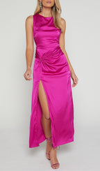 Flowering Girl Women TWIST DETAIL MIDI DRESS IN FUCHSIA