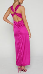 Flowering Girl Women TWIST DETAIL MIDI DRESS IN FUCHSIA