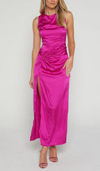Flowering Girl Women TWIST DETAIL MIDI DRESS IN FUCHSIA